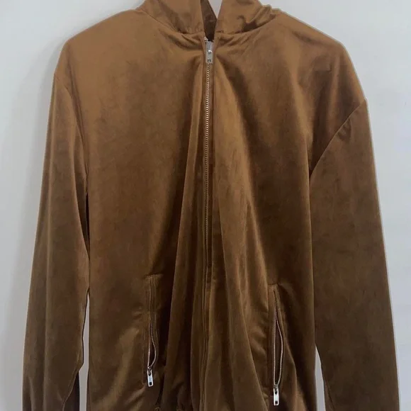 Brown indie soft fuzzy longsleeve hipster hoodie brown zip up y2k vintage jacket - Picture 9 of 15